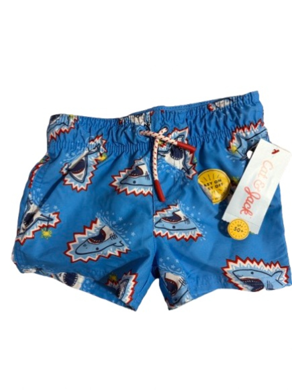 Cat & Jack Bright Blue Shark Graphic Kids Swim Shorts Size 18 M